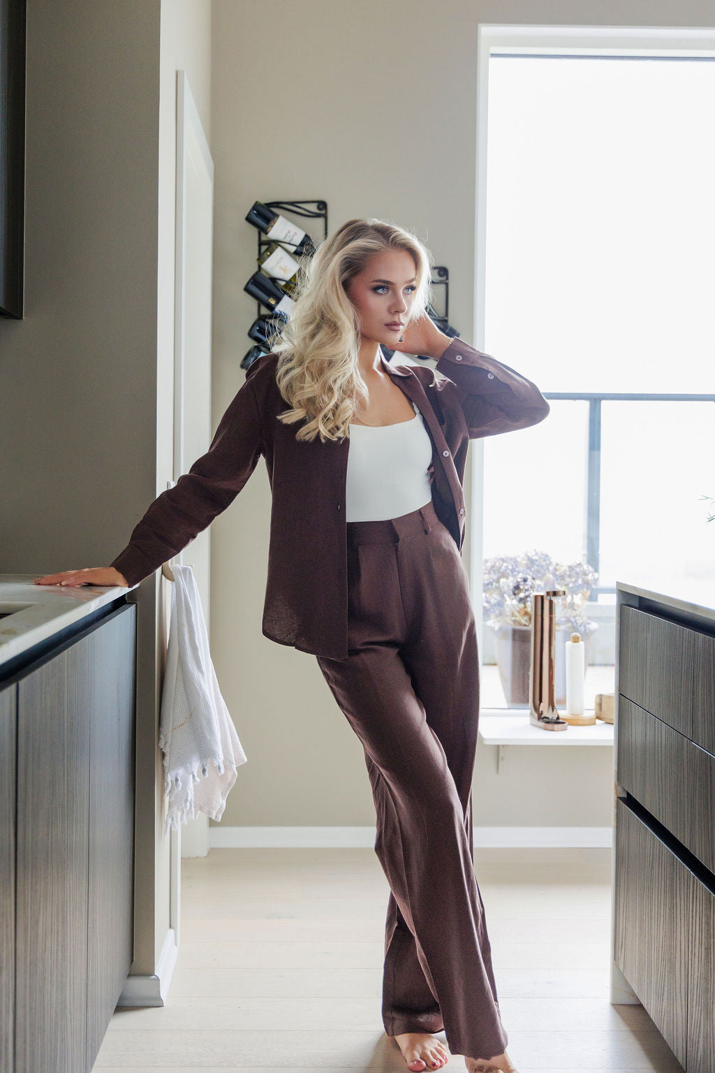 1045 - Brown linen pants