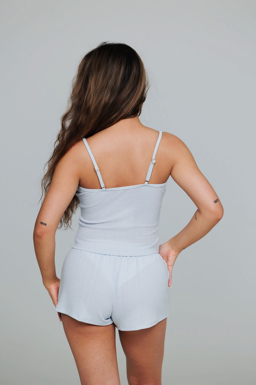 1036 - Blue pointelle shorts
