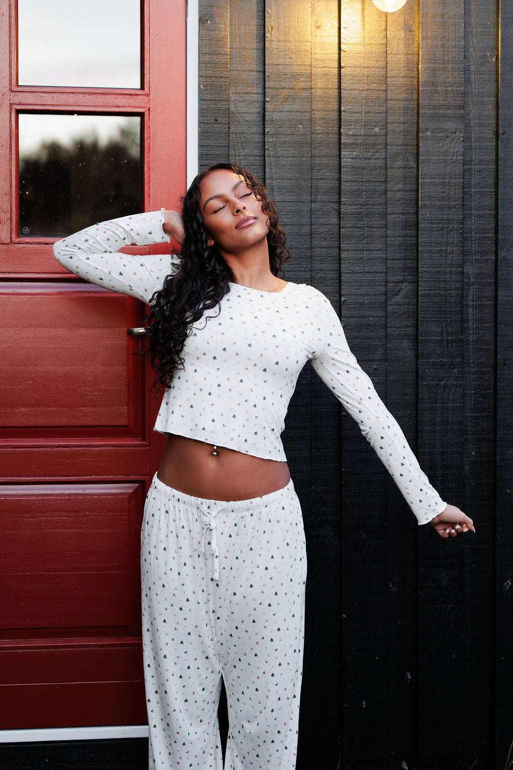 1052 - Christmas print bamboo t-shirt (long sleeve)