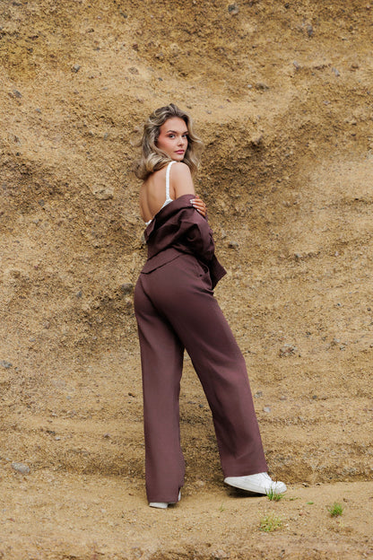 1045 - Brown linen pants