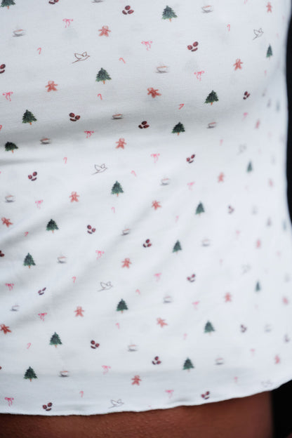 1052 - Christmas print bamboo t-shirt (long sleeve)