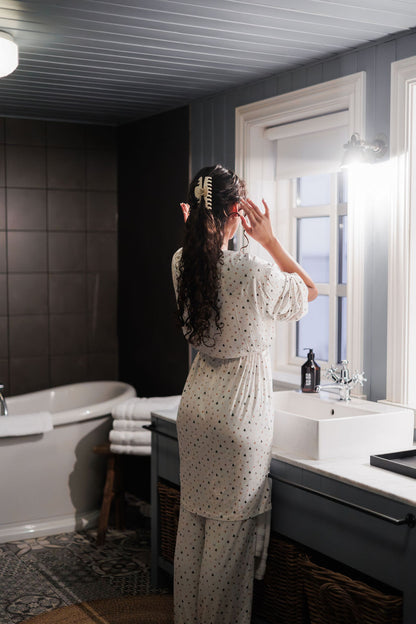 1055 - Christmas print bamboo robe