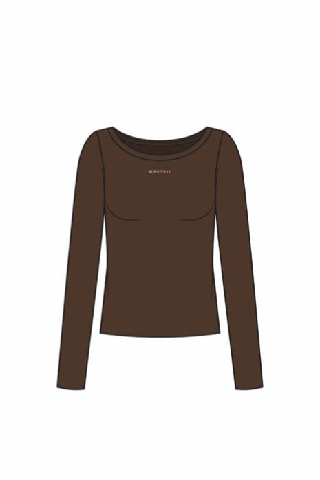 1052 - Brown bamboo logo t-shirt (long sleeve)