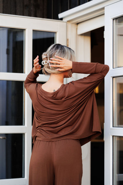 1051 - Brown bamboo oversized t-shirt (long sleeve)