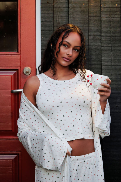 1055 - Christmas print bamboo robe