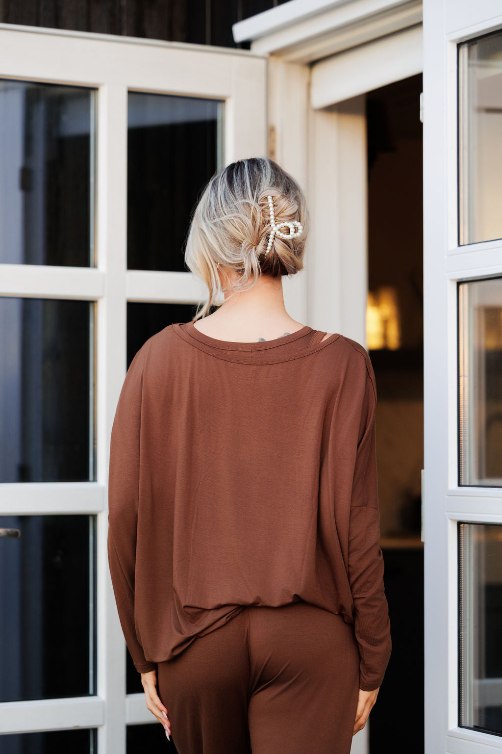 1051 - Brown bamboo oversized t-shirt (long sleeve)