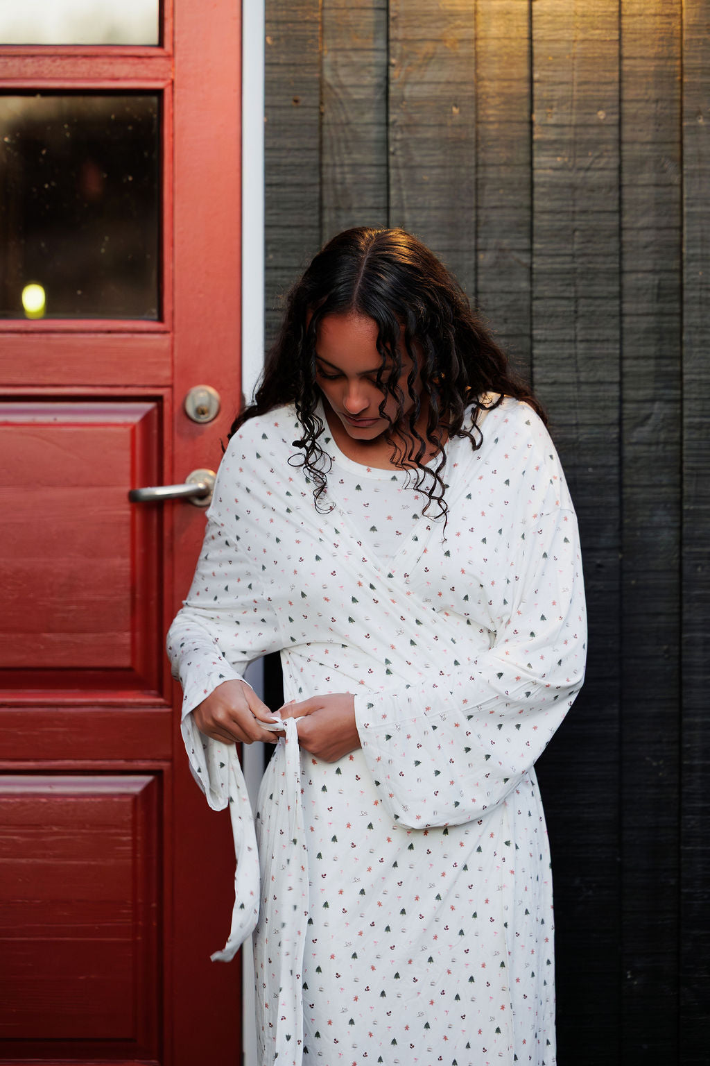 1055 - Christmas print bamboo robe