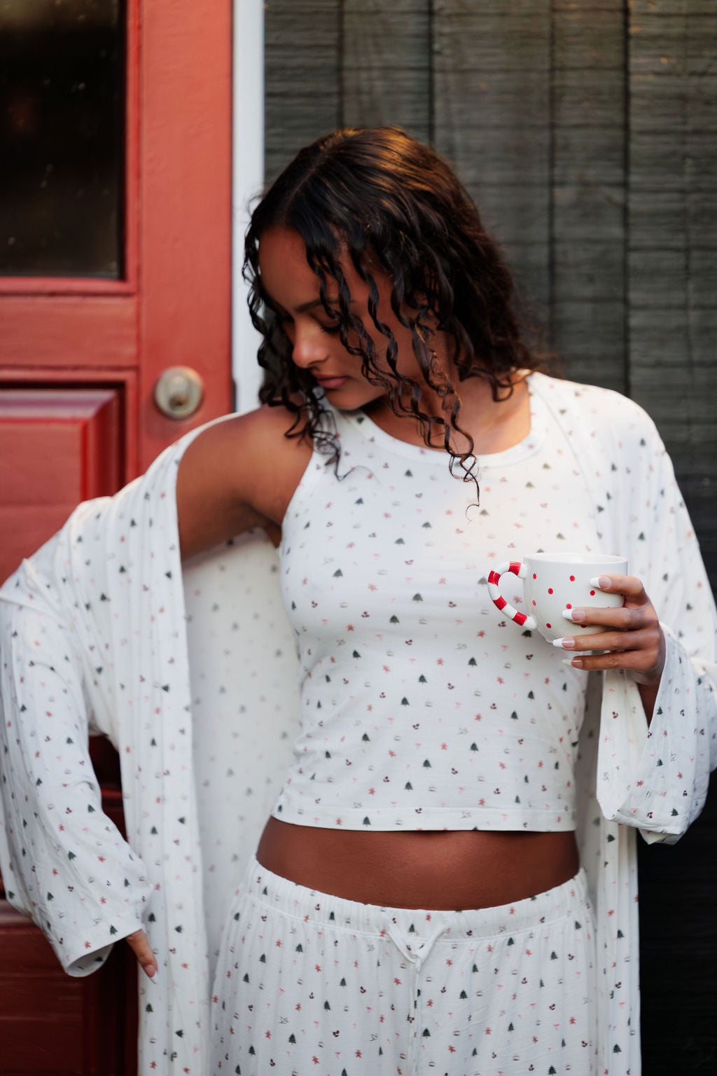 1055 - Christmas print bamboo robe