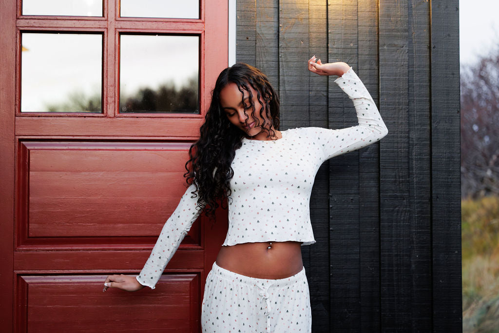 1052 - Christmas print bamboo t-shirt (long sleeve)