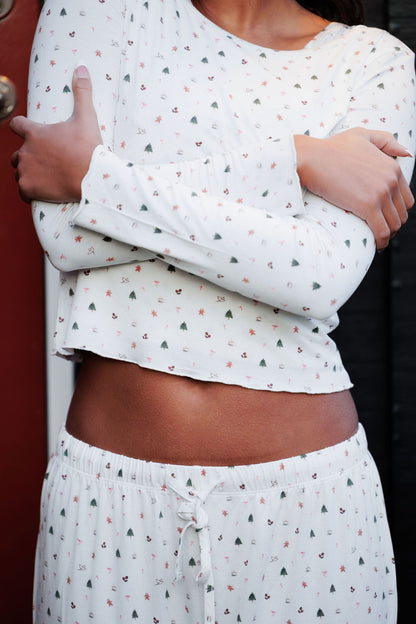 1052 - Christmas print bamboo t-shirt (long sleeve)