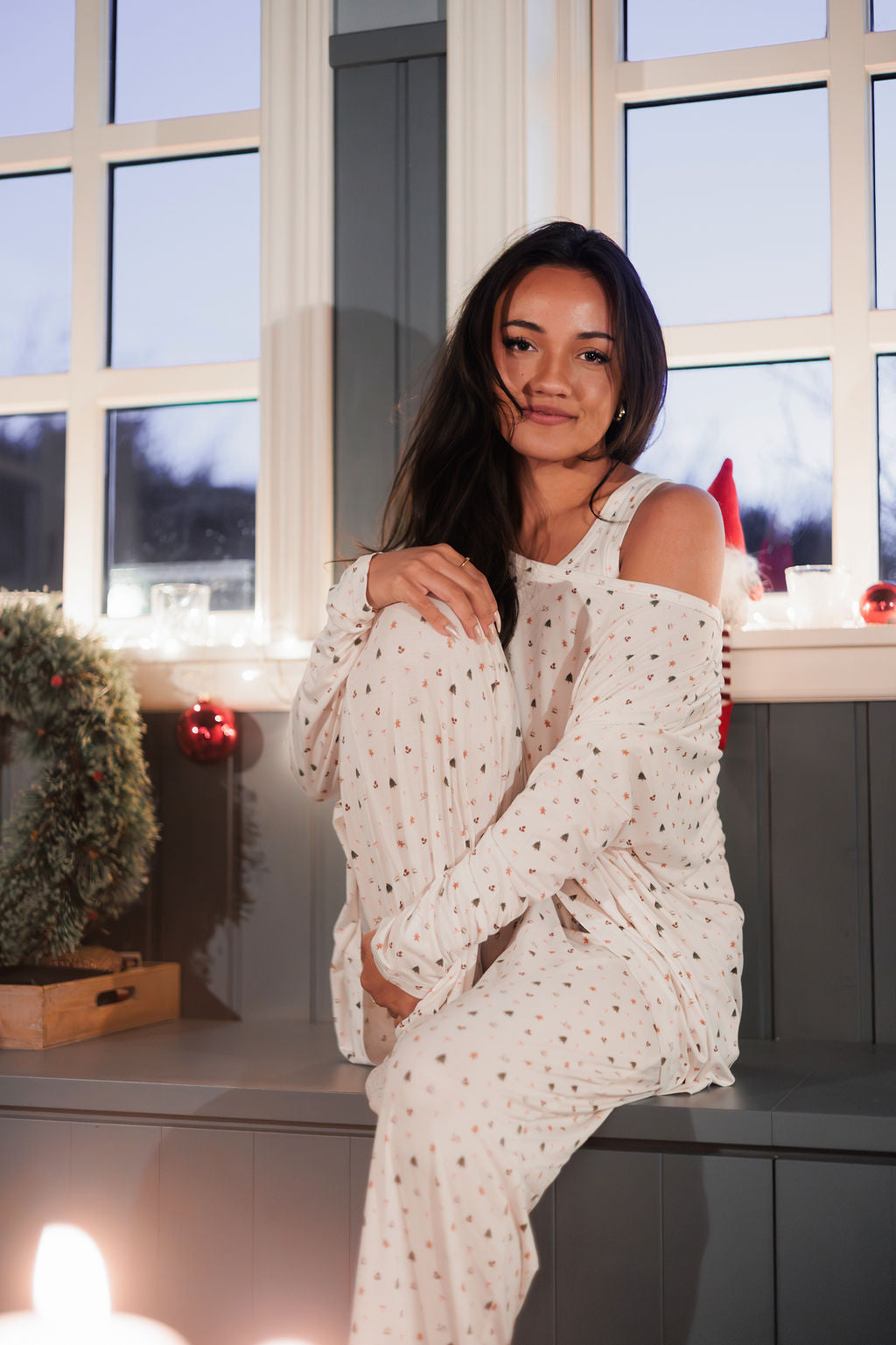 1051 - Christmas print bamboo oversized t-shirt (long sleeve)