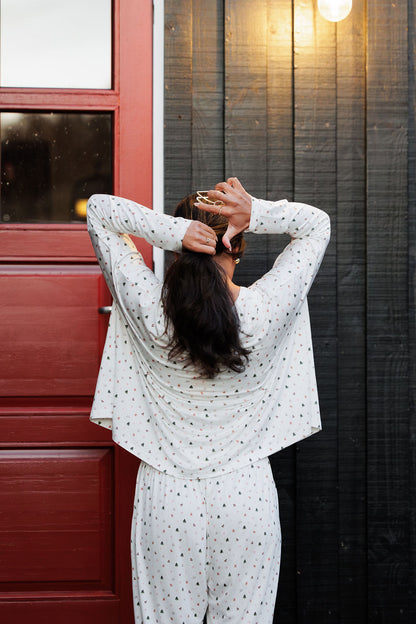 1051 - Christmas print bamboo oversized t-shirt (long sleeve)