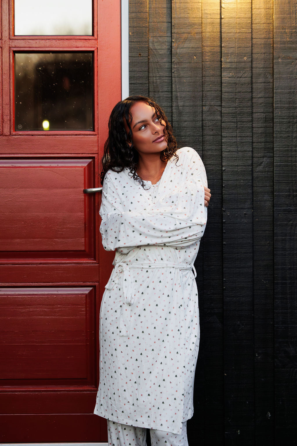 1055 - Christmas print bamboo robe