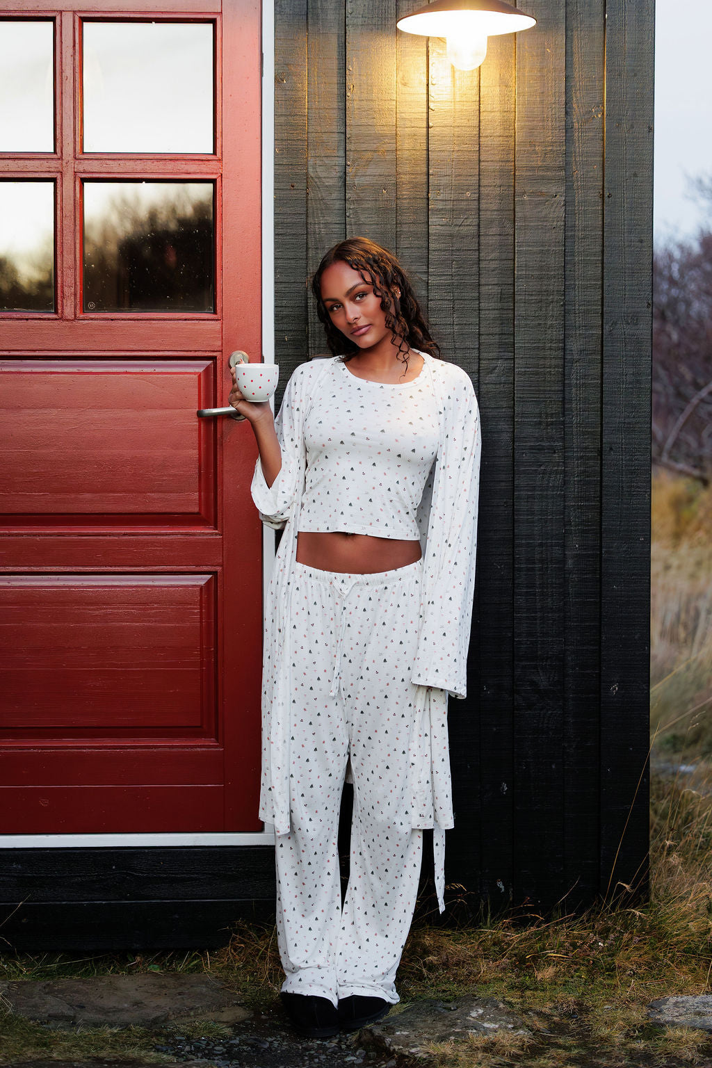 1055 - Christmas print bamboo robe