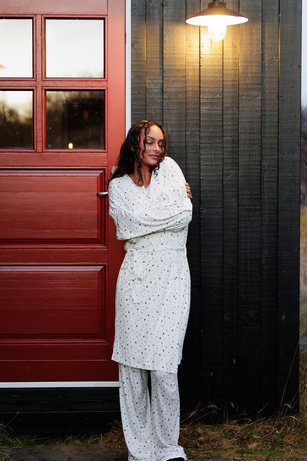 1055 - Christmas print bamboo robe