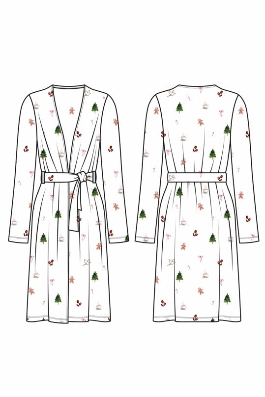 1055 - Christmas print bamboo robe
