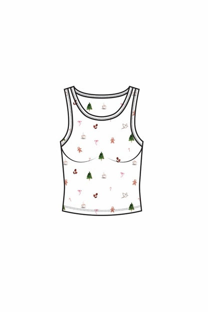 1050 - Christmas print bamboo tank top
