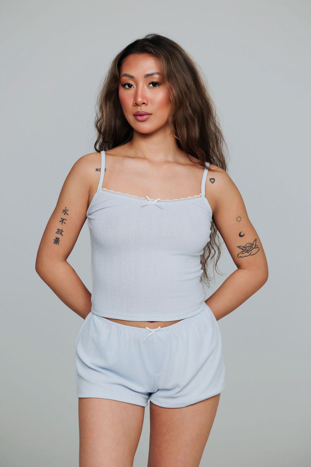 1036 - Blue pointelle shorts