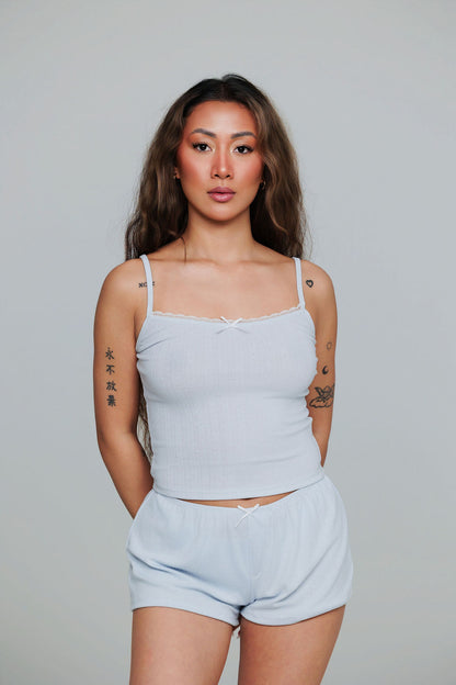 1036 - Blue pointelle shorts