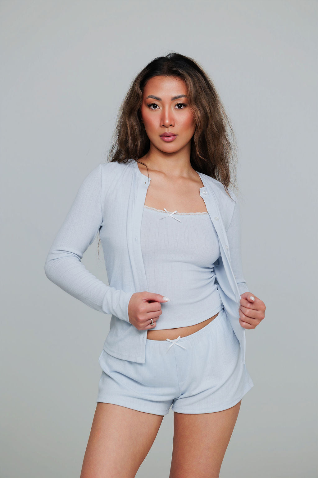 1036 - Blue pointelle shorts