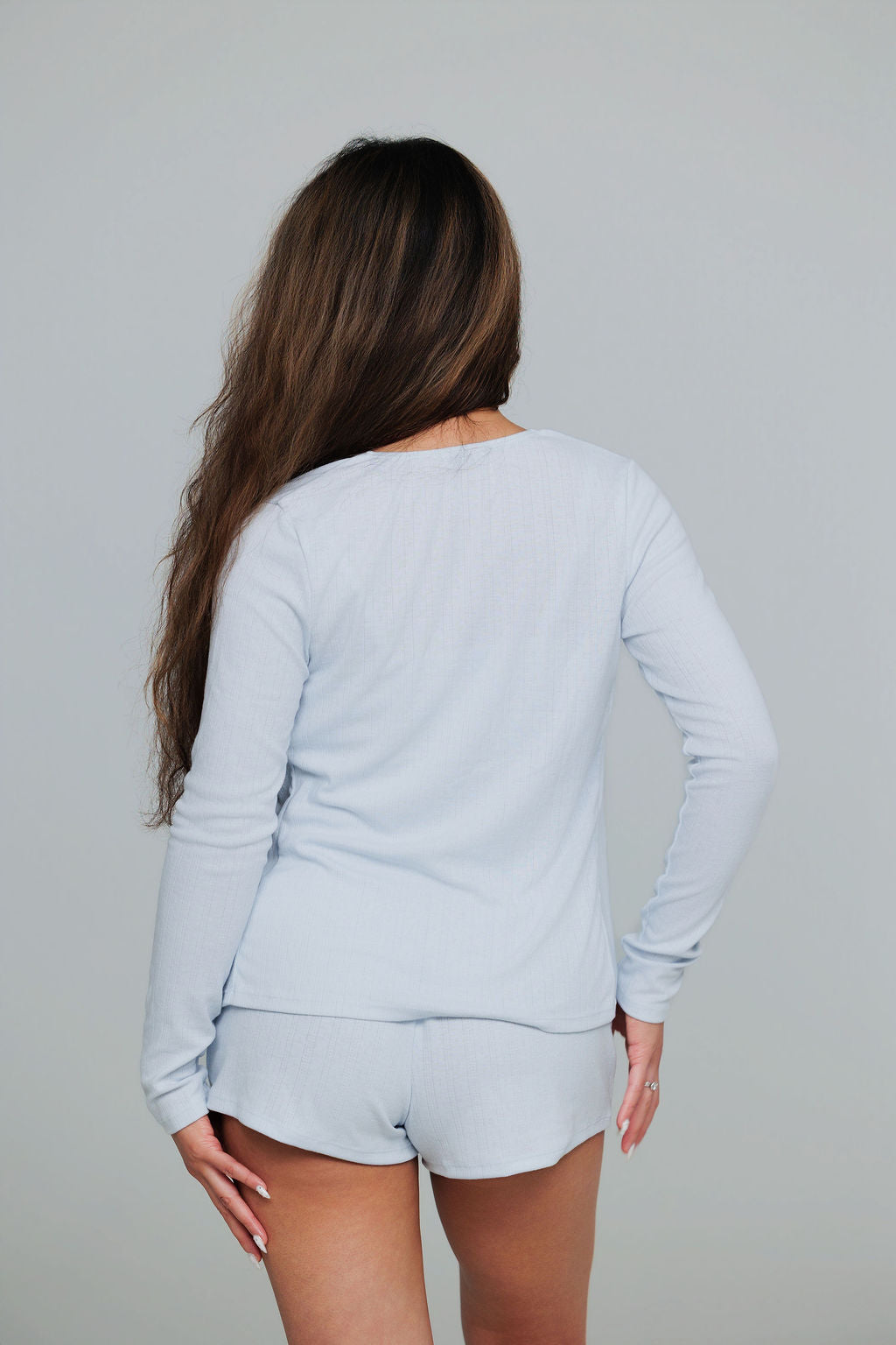 1036 - Blue pointelle shorts