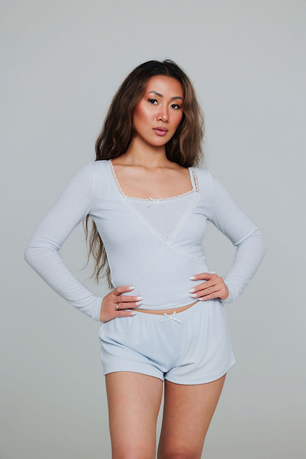 1036 - Blue pointelle shorts