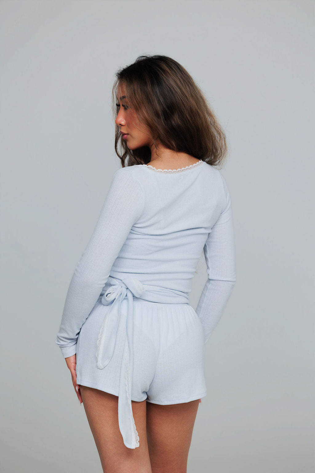 1036 - Blue pointelle shorts