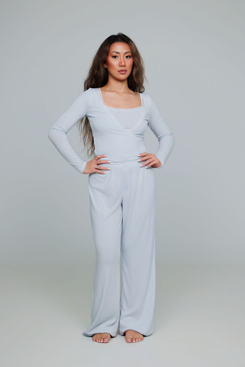 1038 - Blue pointelle pants