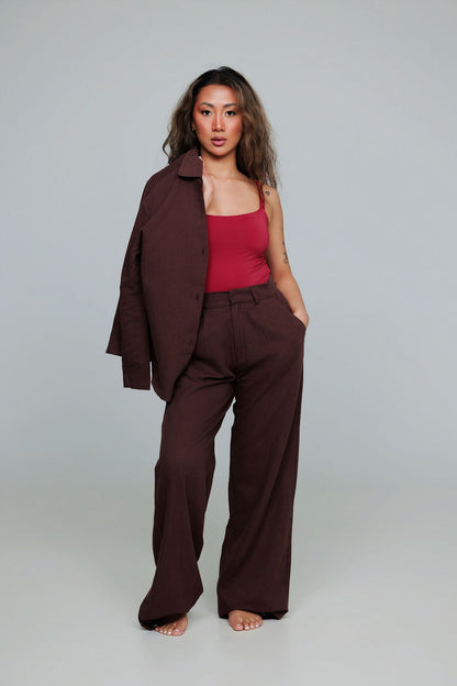 1045 - Brown linen pants
