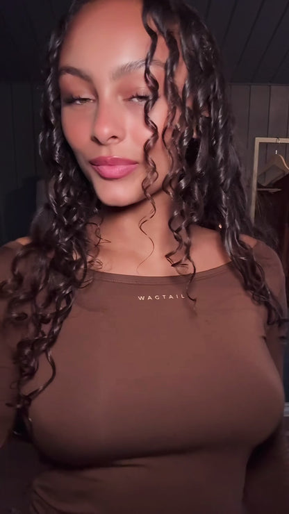 1052 - Brown bamboo logo t-shirt (long sleeve)