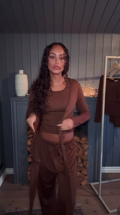 1053 - Brown bamboo wrap top