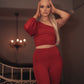 908 - Red one shoulder Top